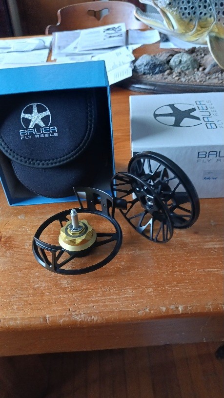 Bauer RVR 4/5 Black and Gold Fly Fishing Reel. Never used. New