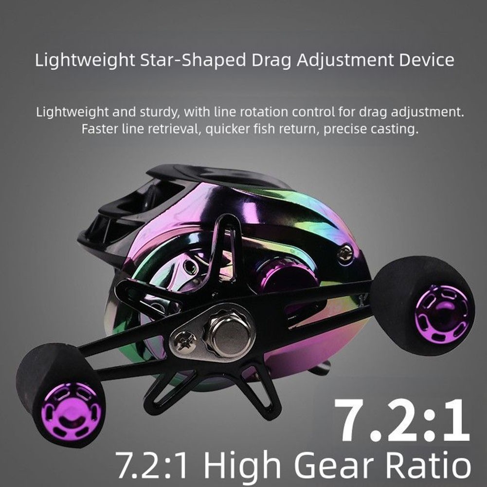 Colorful Baitcasting Reel 7 21 Gear Ratio Lightweight with 8kg Braking