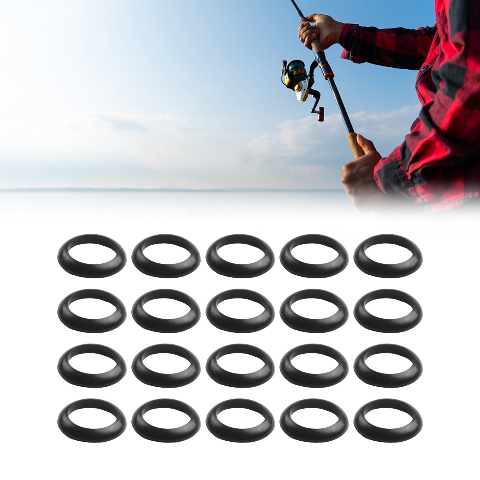 60pcs Fishing Rod Elastic Adapter Dress Rings for DIY Rod Building Work