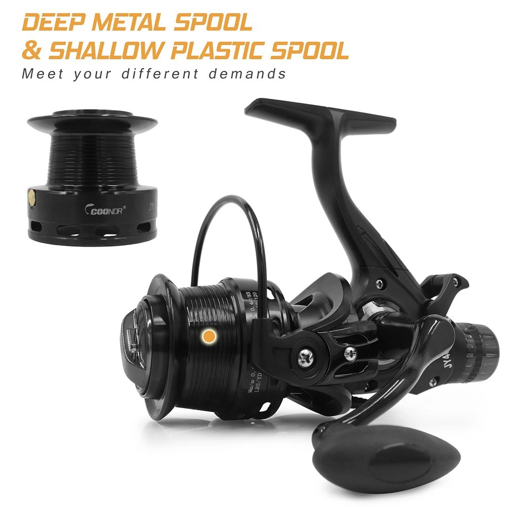 5.2:1 Spinning Fishing Reel 9+1BB Speed Ratio with Dual Brake System Dual Spools