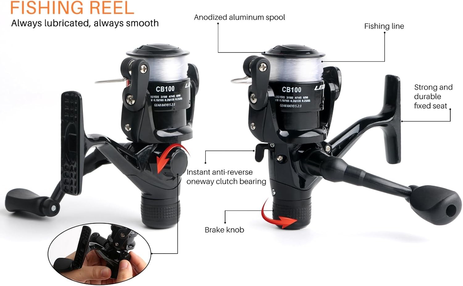 Telescopic Fishing Pole Reel Combo Ultralight 5.58ft, 6.89ft, 7.87ft, Black