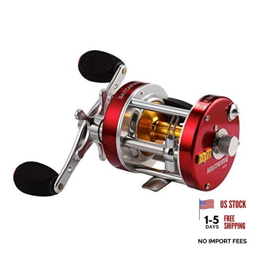 Rover Round Baitcasting Fishing Reel, Perfect Conventional 40 Right Hand Red