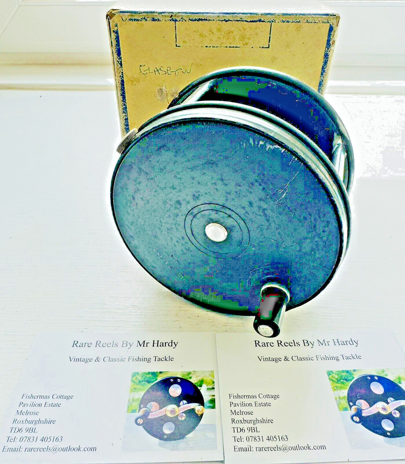 Rare Vintage Hardy RHW 4 1/4 Inch Wide Body Perfect Salmon Fly Reel with Box