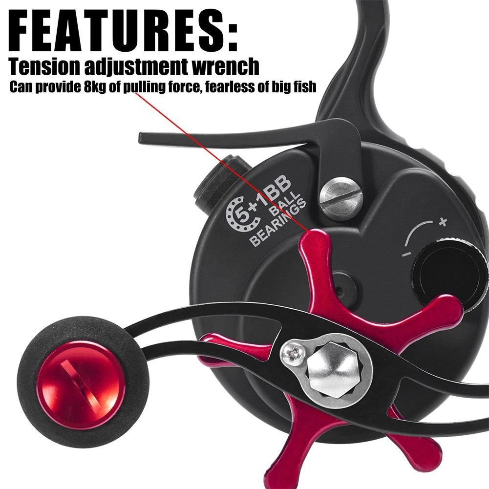 Metal Ice Fishing Reel 13 Magnets with Magnetic Brake System and 351 Gear Ratio