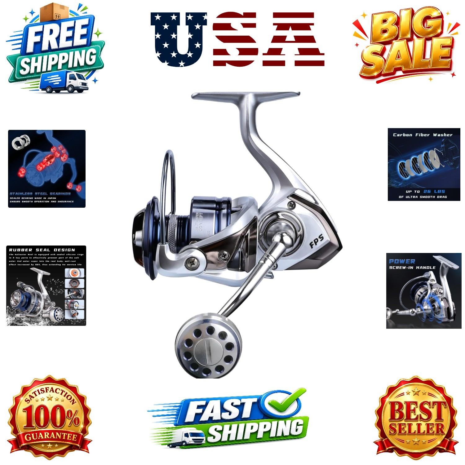 Saltwater Spinning Reel,13+1BB Ultra Smooth Saltwater Fishing Reels,Powerful …