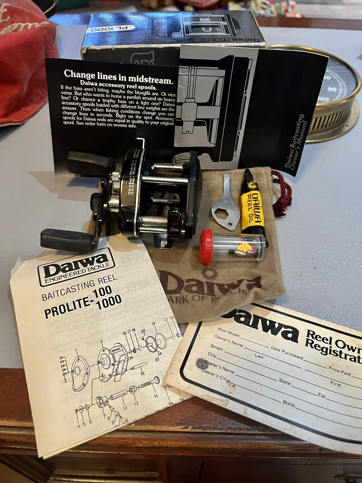 RARE~Daiwa ProLite Reel~PL-1000~High Speed~JAPAN~NOS~Mint~Complete With Bag