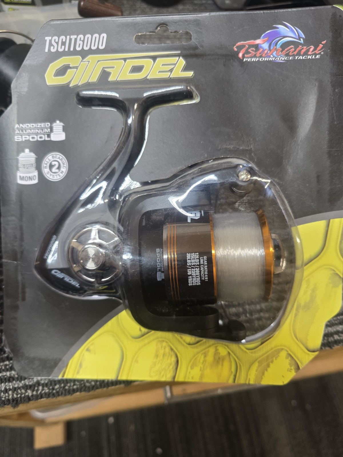 Tsunami Citadel 6000 Spinning Reel 4.9:1 12lb Drag 2BB Black Orange Aluminum