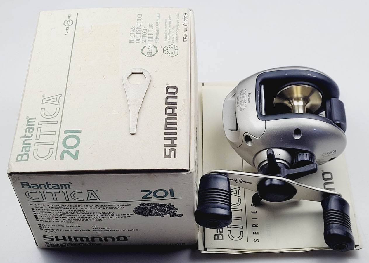 Shimano Citica 201 L/H Baitcasting Reel CI201B Silver 5:1 Boxed Made in Japan