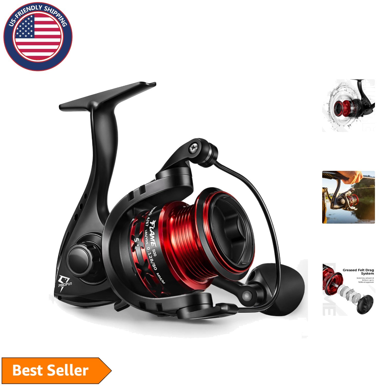 Flame 19.8LB Max Drag Spinning Reel – Lightweight 9+1BB for Fishing Adventures