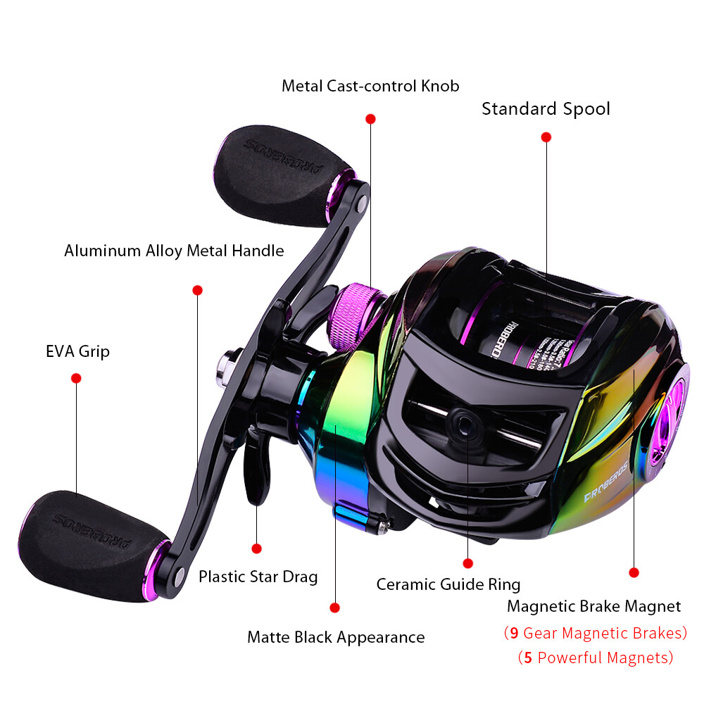 22lb Drag Freshwater Saltwater Fishing Reel 7.2:1 Carbon Shell Baitcasting Reel