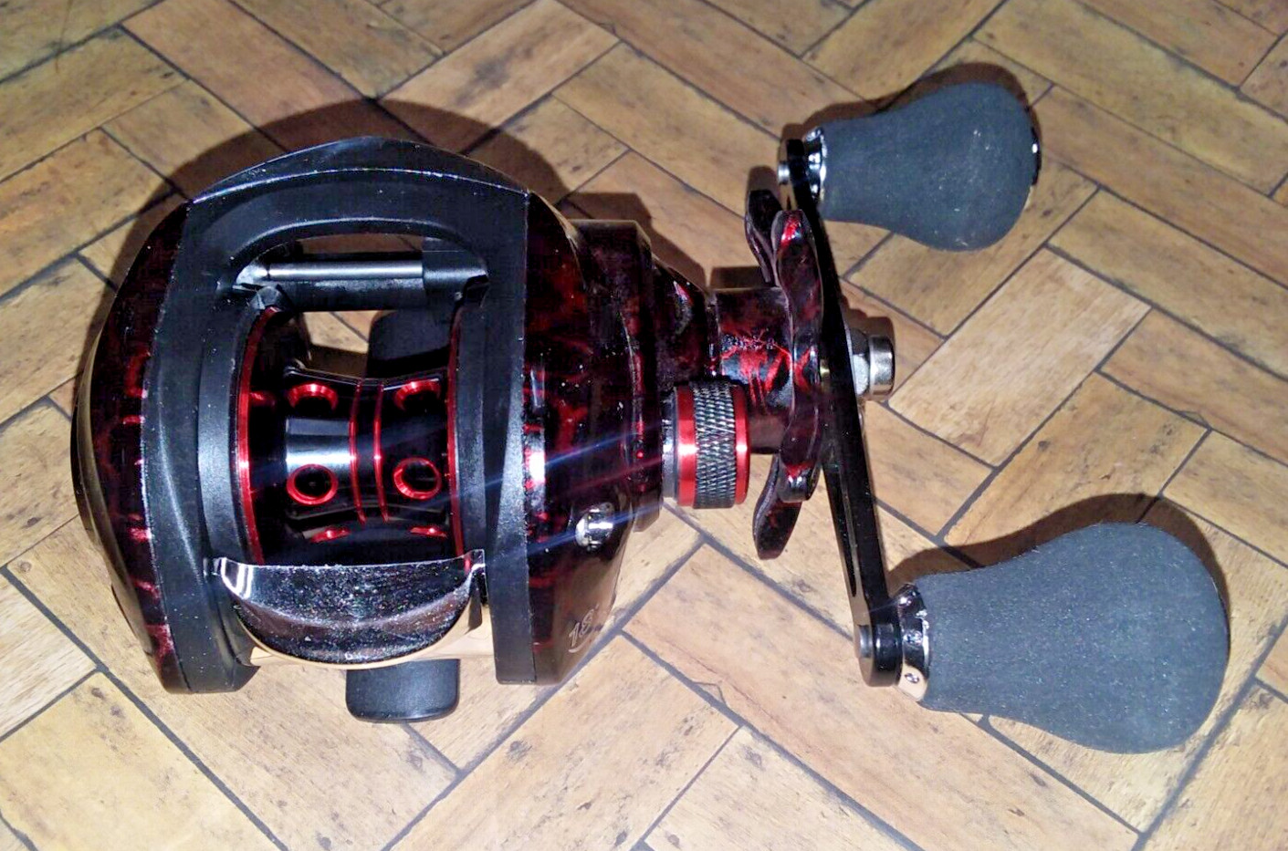 QICHENG DW121R RED/Black Crackle REEL 18+1 Ball Bearings 7:2:1 Ratio RIGHT HAND