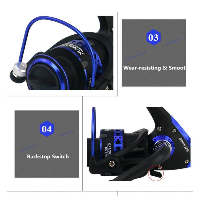 1000-7000 Series Spinning Fishing Reel 5.5:1 13BB Rock Sea Carp Fishing Wheel