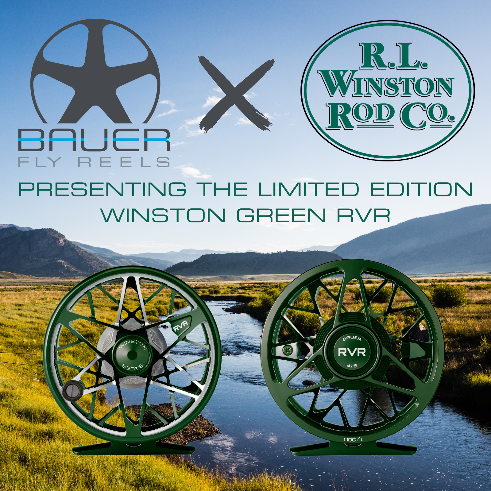 NEW LIMITED EDITION BAUER RVR 4/5 FLY REEL IN WINSTON GREEN #185/300 – IN STOCK