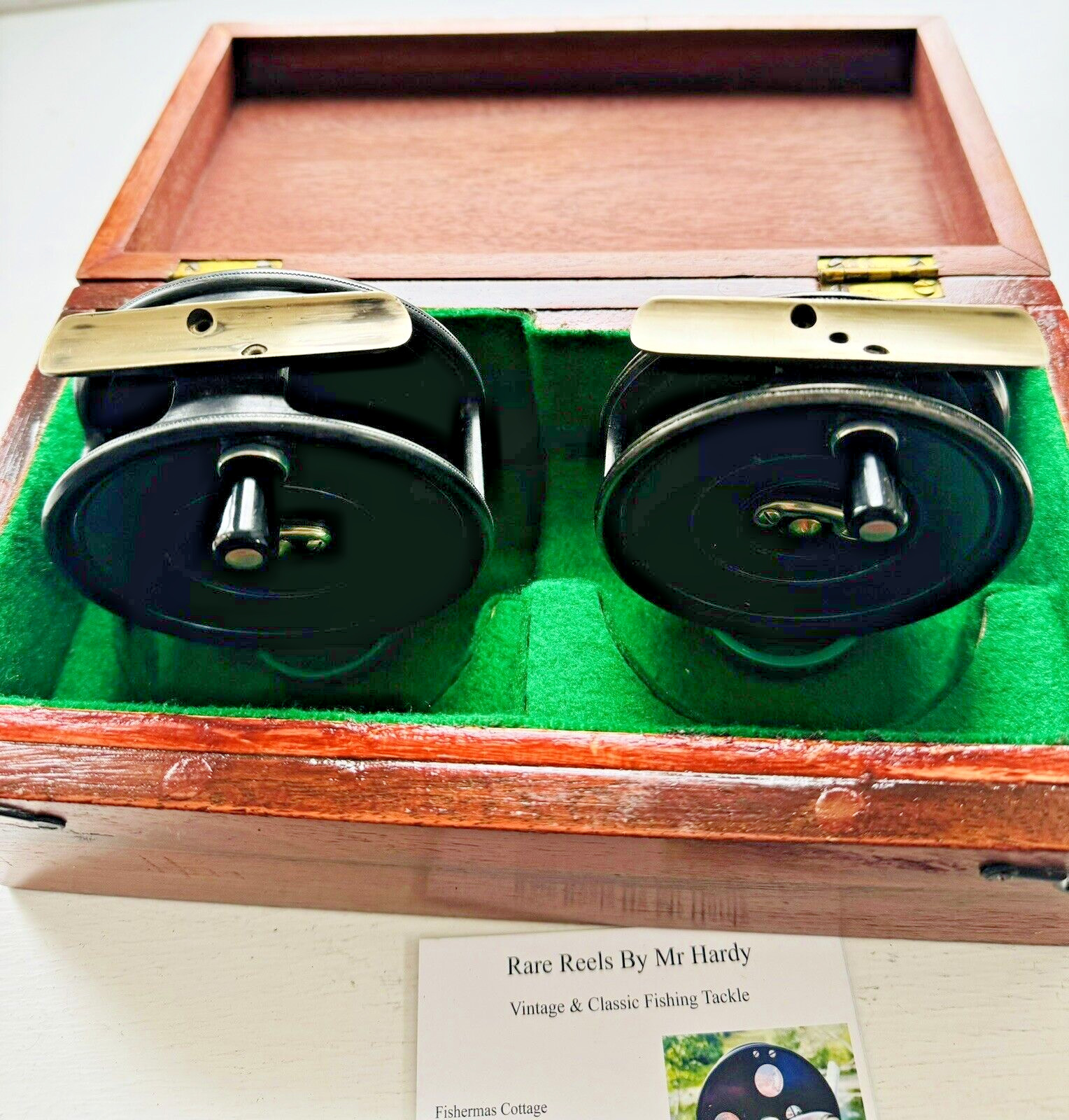 Vintage Hardy The Uniqua 3 1/8 & 3 1/2 Inch Fly Reel Set In Presentation Box