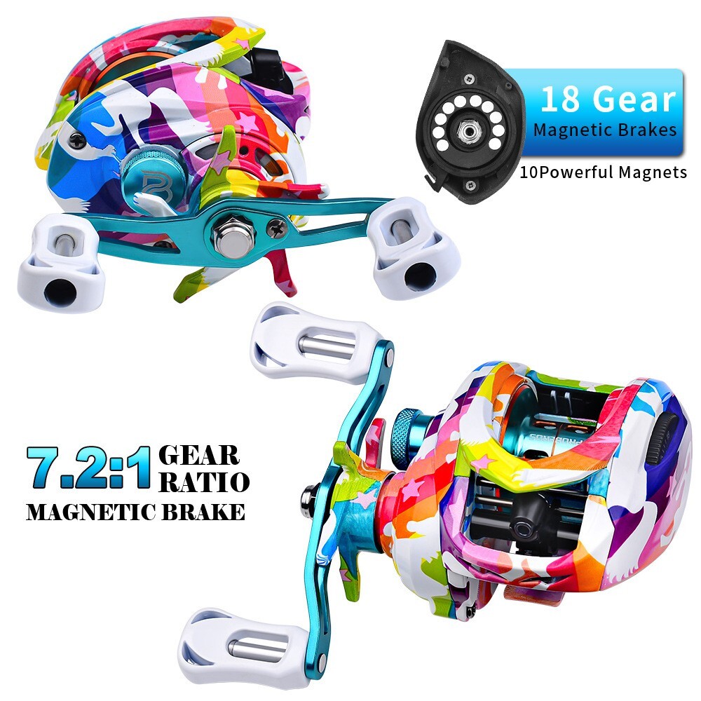 Fishing Reel 7.2:1 Gear Ratio Metal Colorful Wheel Magnetic Brake System 8KG p2