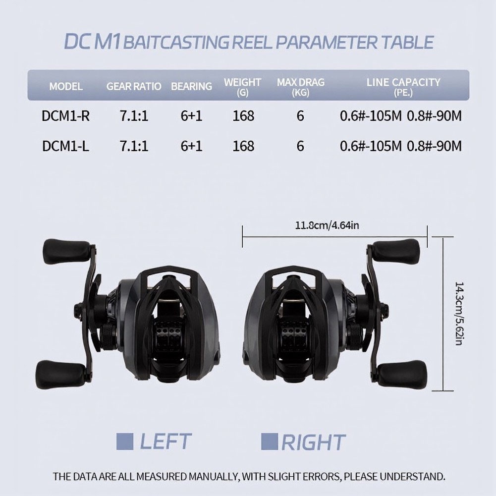 DC Electronic Brake Baitcaster 7.1:1 Gear Ratio 6kg Drag Aluminum Spool