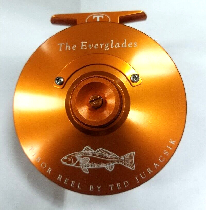 TIBOR EVERGLADES REDFISH ENGRAVED IN SUNSET ORANGE #7/8/9 FLY REEL