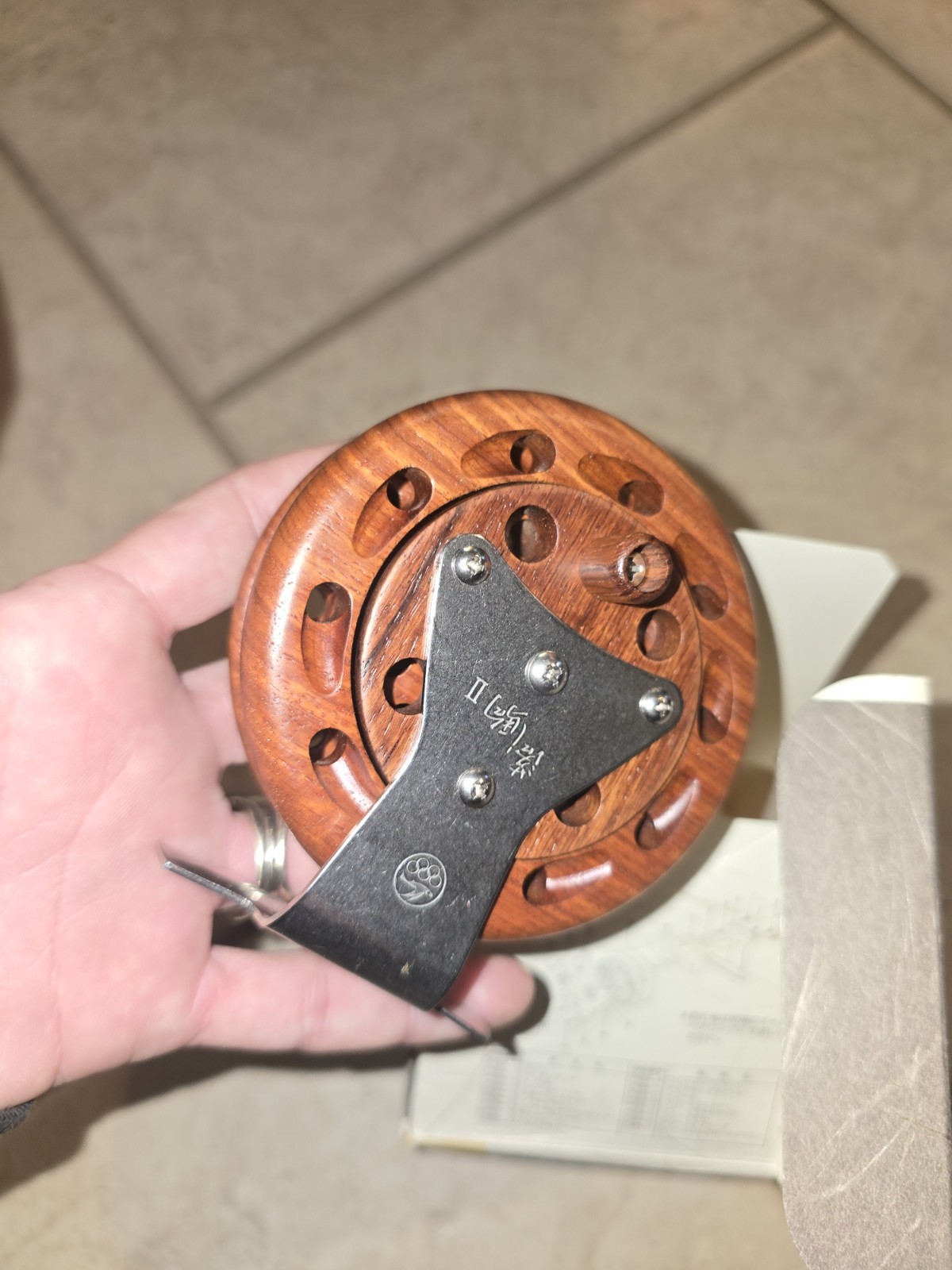 Rare Vintage Otoshigoma II Karin Wood Wooden Surf Breakwater Fishing Reel In Box