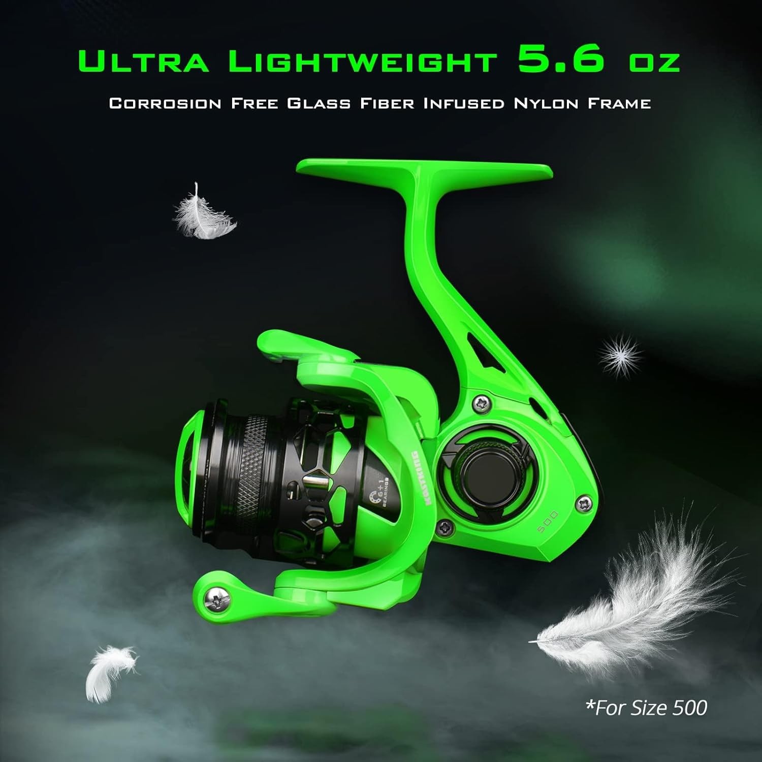 KastKing Zephyr Spinning Reels –7+1/6+1 BB –Carbon Fiber Drag Black/Green/Orange