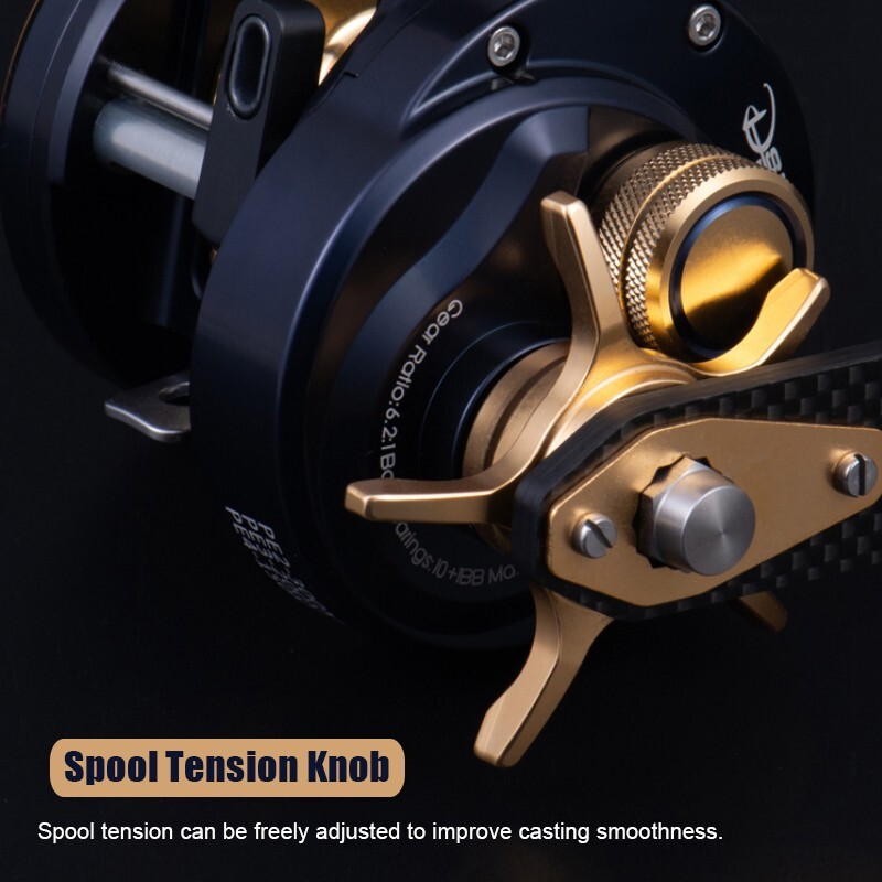 300 Series Round Baitcasting Reel 10+1 BBs Wooden Grip Inshore Saltwater Fishing