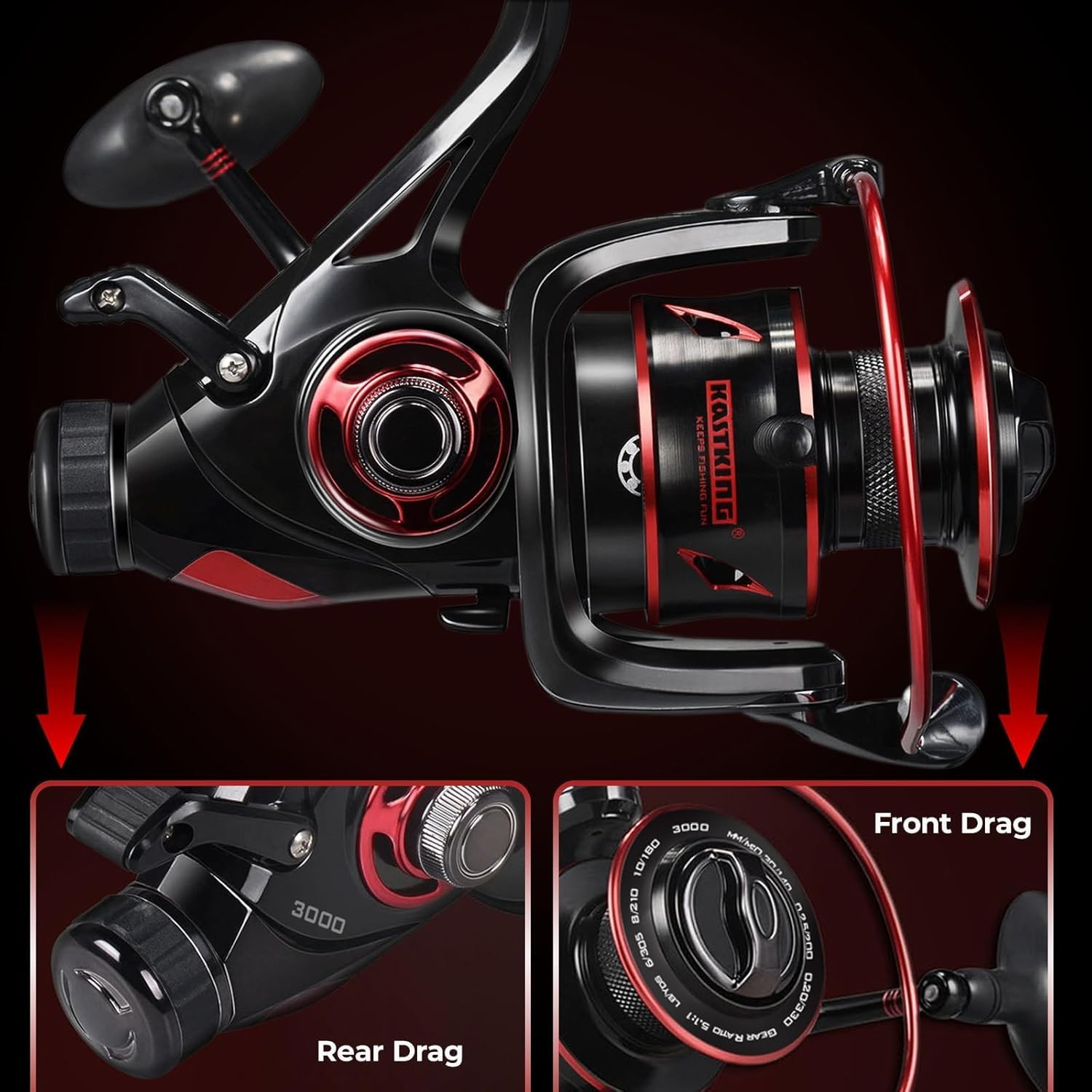 Sharky Baitfeeder III Spinning Reel 10+1 Shielded Stainless Steel BB – Carbon Fi