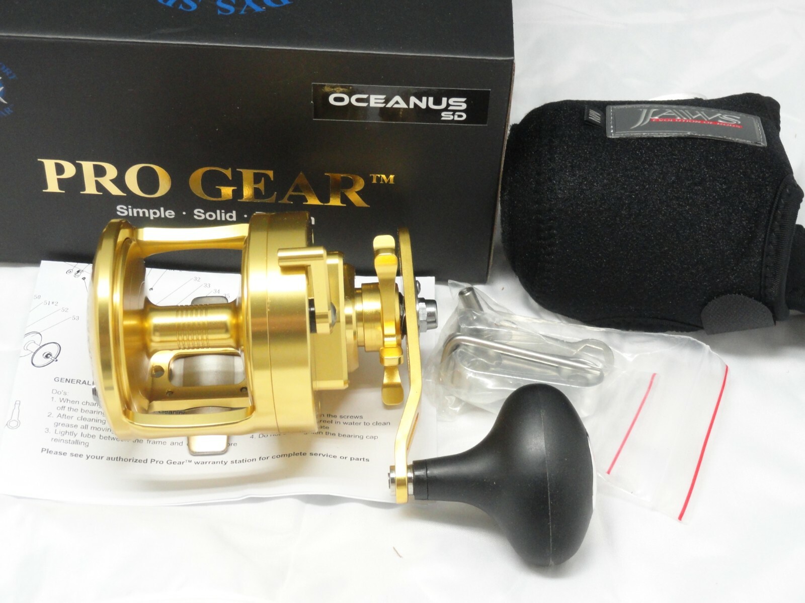 PRO GEAR Oceanus SD35 Pro Gear SD 35 Star Drag reel Gold RH Extra Aluminum ARM