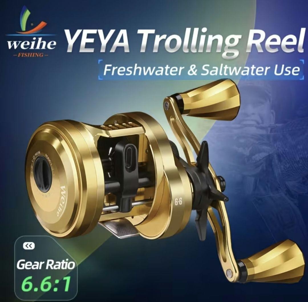 Weihe Fishing Yeya Trolling Reel 7075 Aluminum Metal Body 6.6:1 Gear