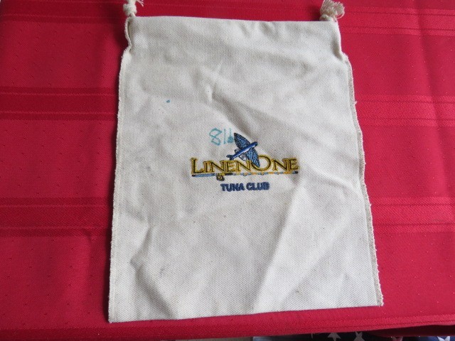 Original LINEN ONE TUNA CLUB Reel Cloth Reel Bag 10″ X 8″ Drawstring