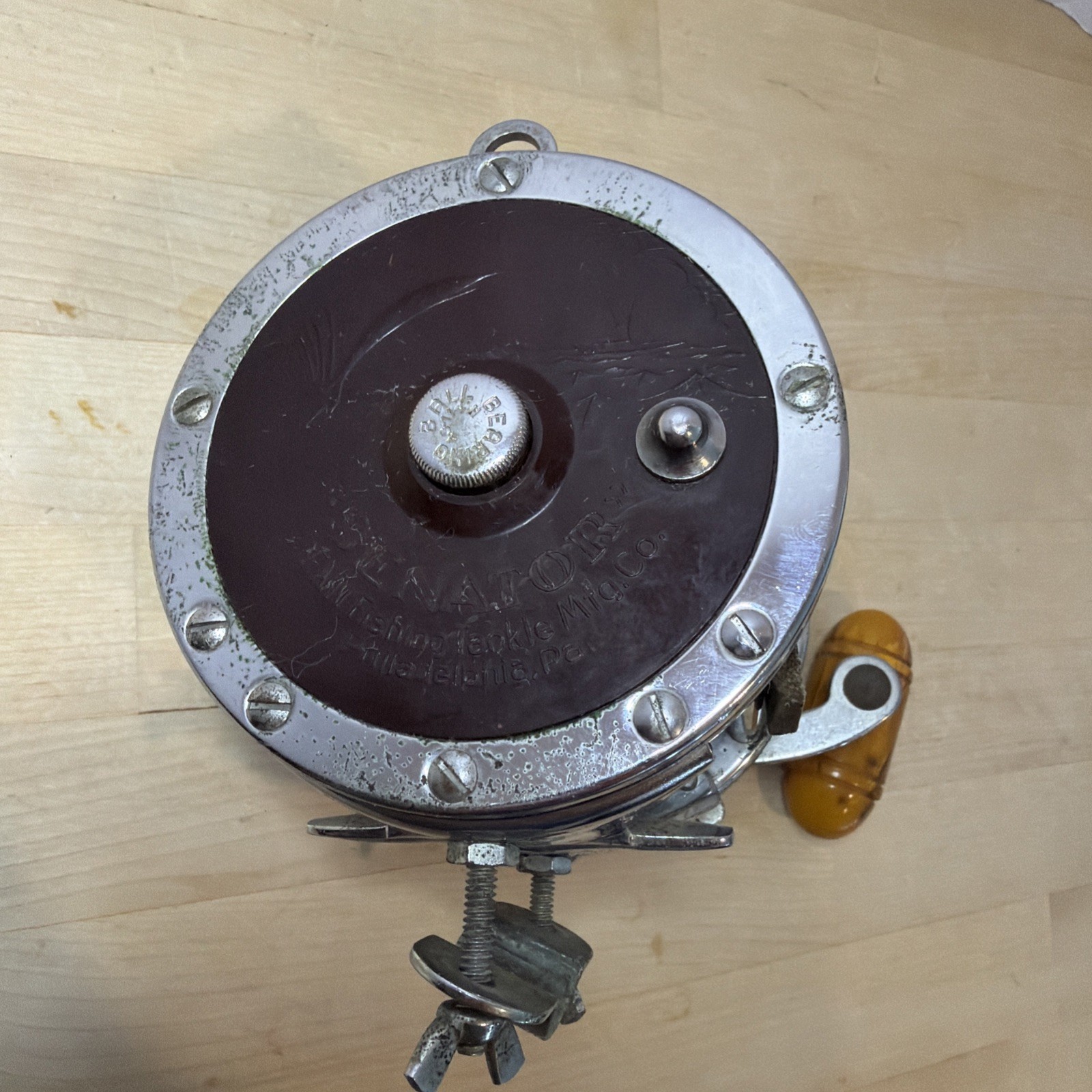 PENN Senator 114H 6/0 Made in USA With Rod Clamp Good Condition Vintage