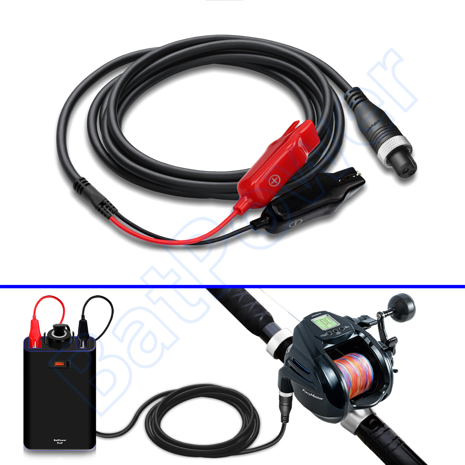 ProF 2M 5.5M Power Cable for Shimano ForceMaster Electric Reel Power Cord 2Pin