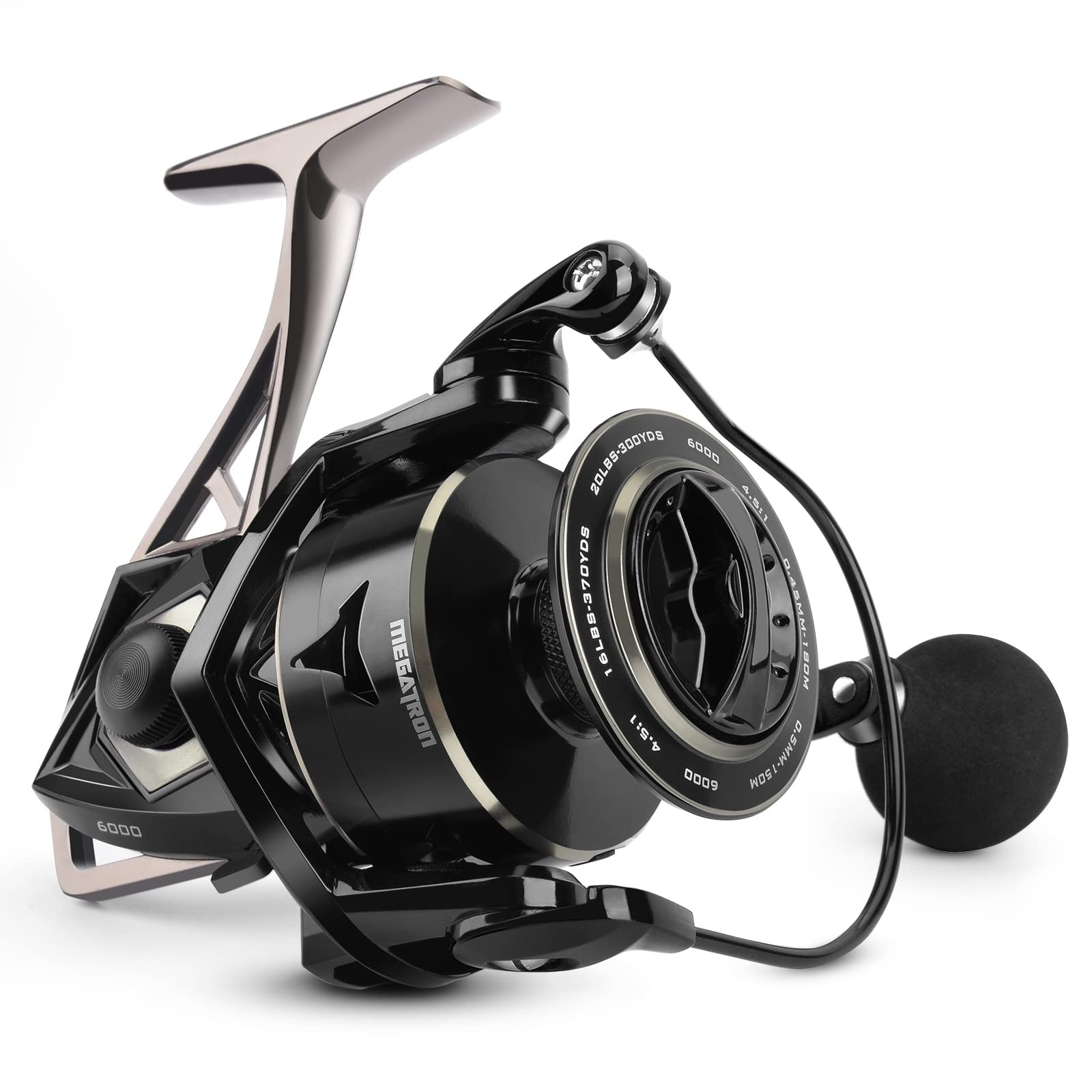 KastKing Megatron Spinning Fishing Reel,Size 6000 6000, Black
