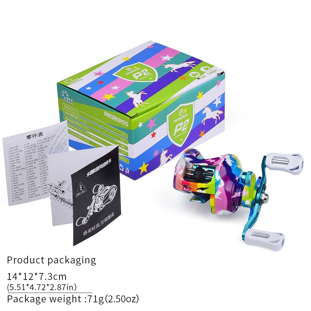Fishing Reel 7.2:1 Gear Ratio Metal Colorful Wheel Magnetic Brake System 8KG p2