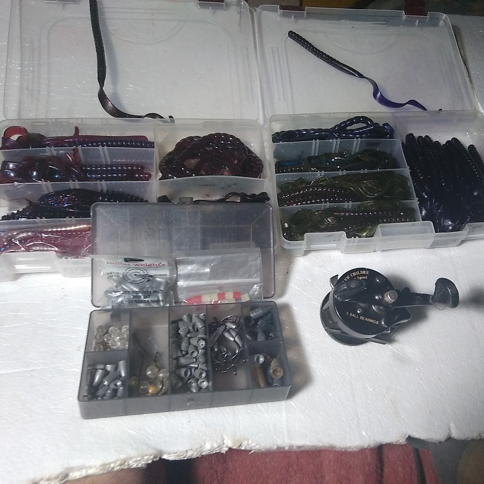 Lew Childre Speed Spool BB-1N Casting Fishin Reel & 3 tackle boxes full