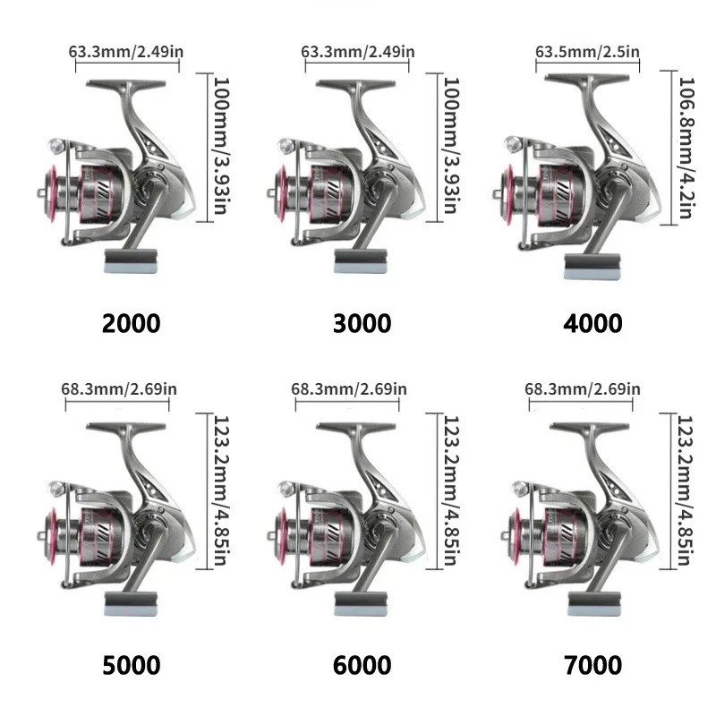 Spinning Fishing Reel 2000-7000 Series Freshwater Metal Fishing Reel 5.2:1