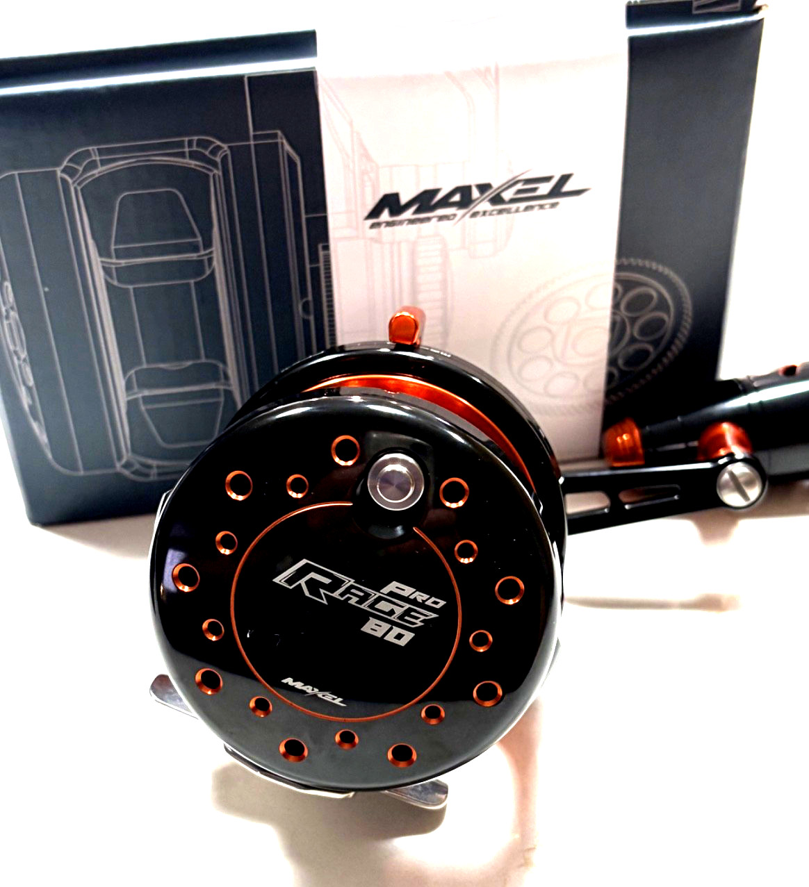 Rage Pro 80 RH Lever Drag Reel Black/Orange USA Free Shipping