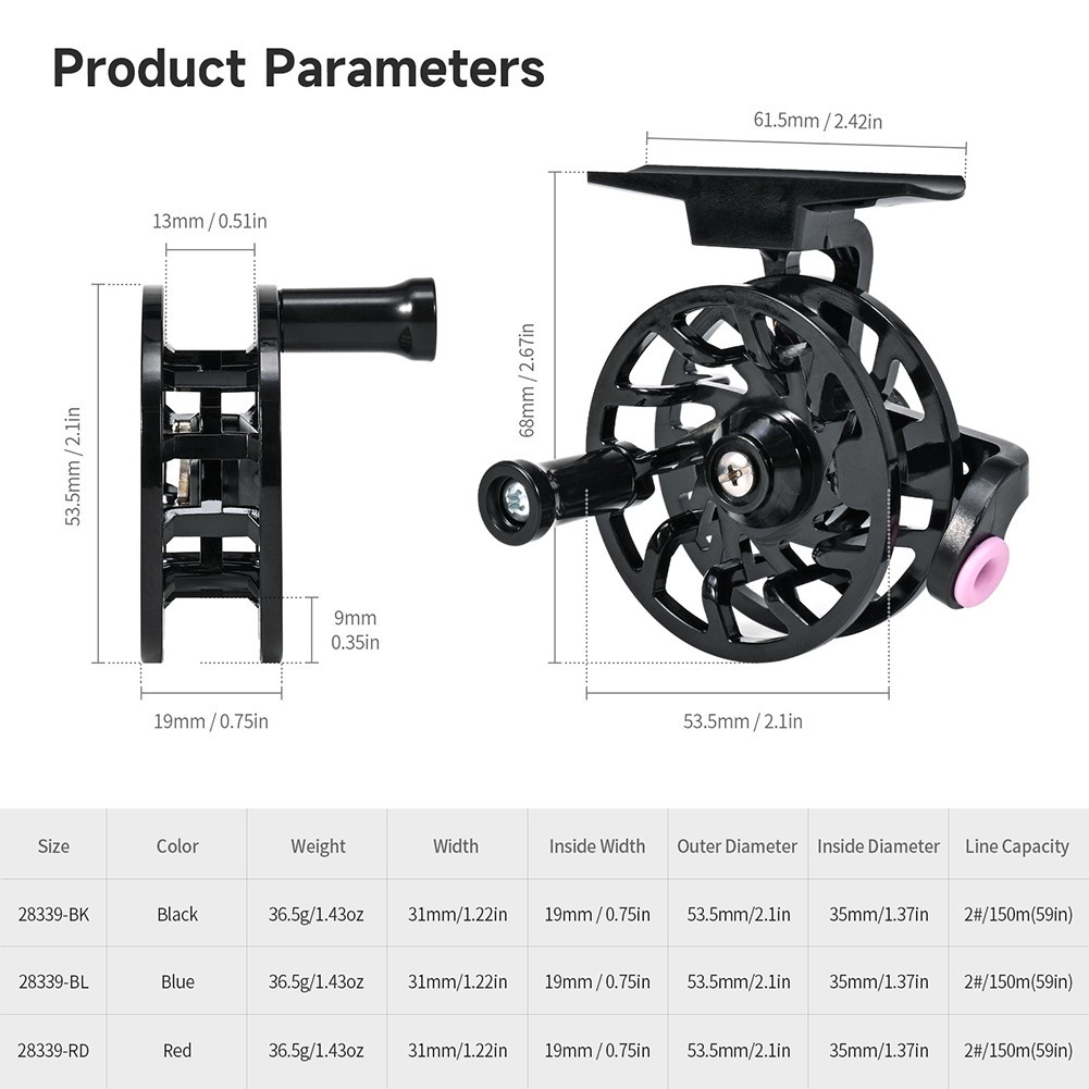 Fly Wheel for Trout Pike Ice Fishing Reel with Bite Alarm and Guide Ring