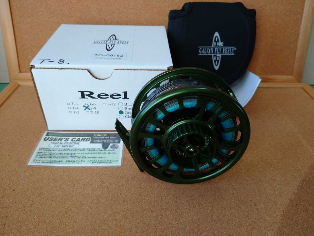 Unused GALVAN Torque Series Green T-8 Left-Handed Large Arbor Fly Reel Fishing