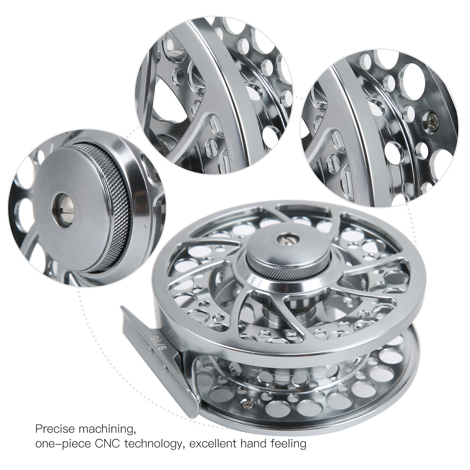 9/10 Fishing Fly Reel 3 Ball Bearing 1:1 Gear Ratio CNC Aluminum Alloy Fish GF