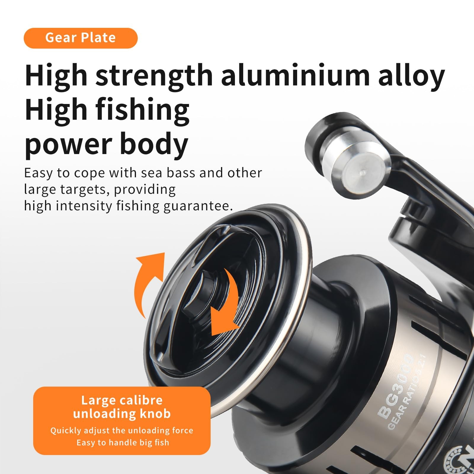 Big Game Surf Spinning Fishing Reel 8000/12000,20KG Drag Power 5000, BG