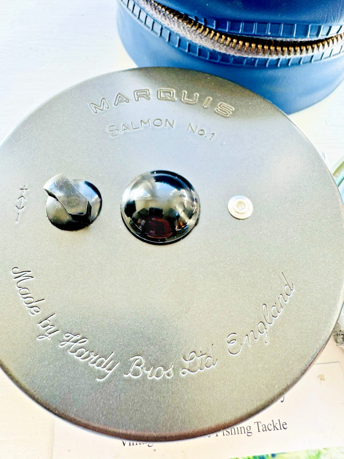 Vintage Hardy Marquis Salmon Number 1 Fly Reel & Spool Case & Floating Fly Line