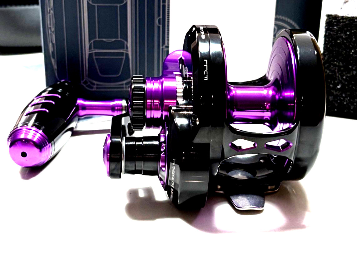 Rage Pro 80 RH Lever Drag Reel Black/Purple USA Free Shipping