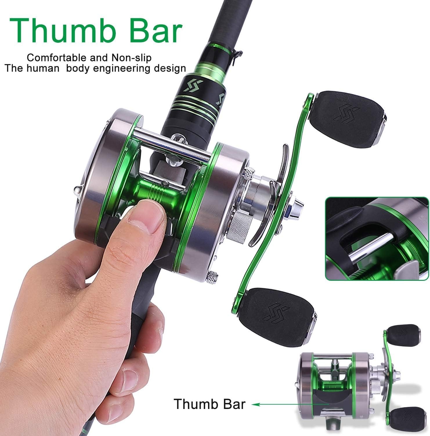 Round Baitcasting Fishing Reel – Perfect for Catfish, Steelhead & Striper Bass
