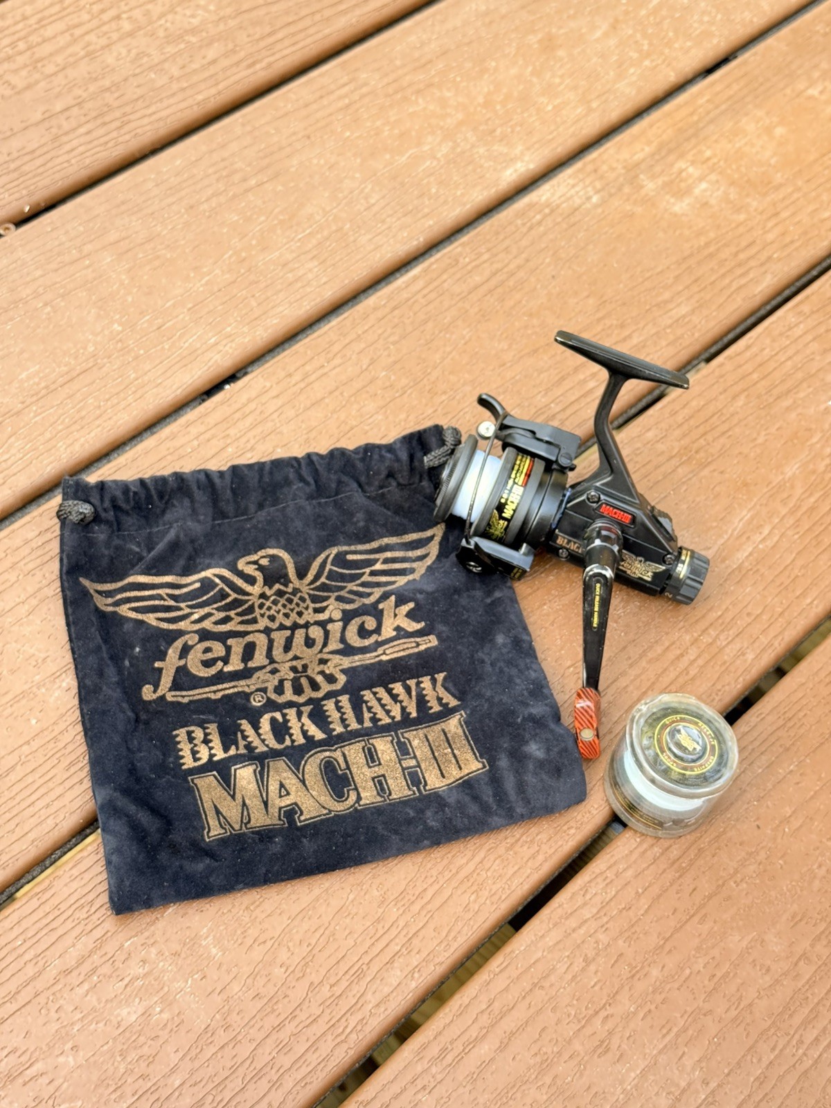 Fenwick BlackHawk Mach III Fishing Reel W/ Bag and extra spool Good Shape as is