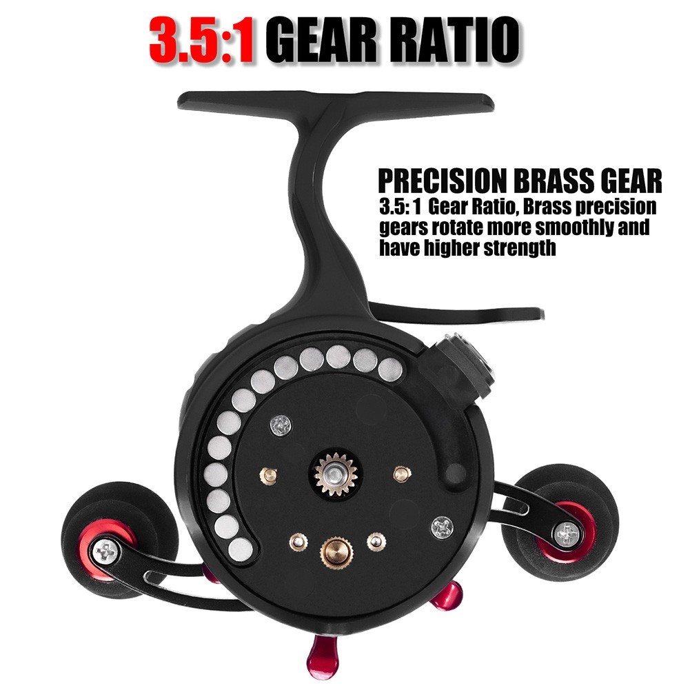 Metal Ice Fishing Reel 13 Magnets with Magnetic Brake System and 351 Gear Ratio