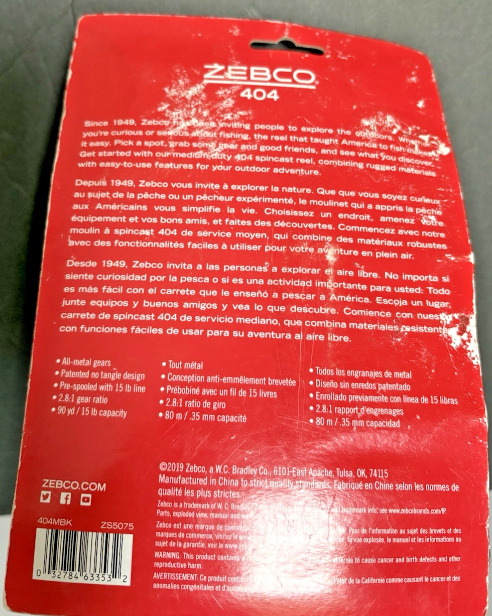 Zebco 404 Fishing Reel Retrieve NIP 15LB line Medium Duty Easy Rugged All Metal