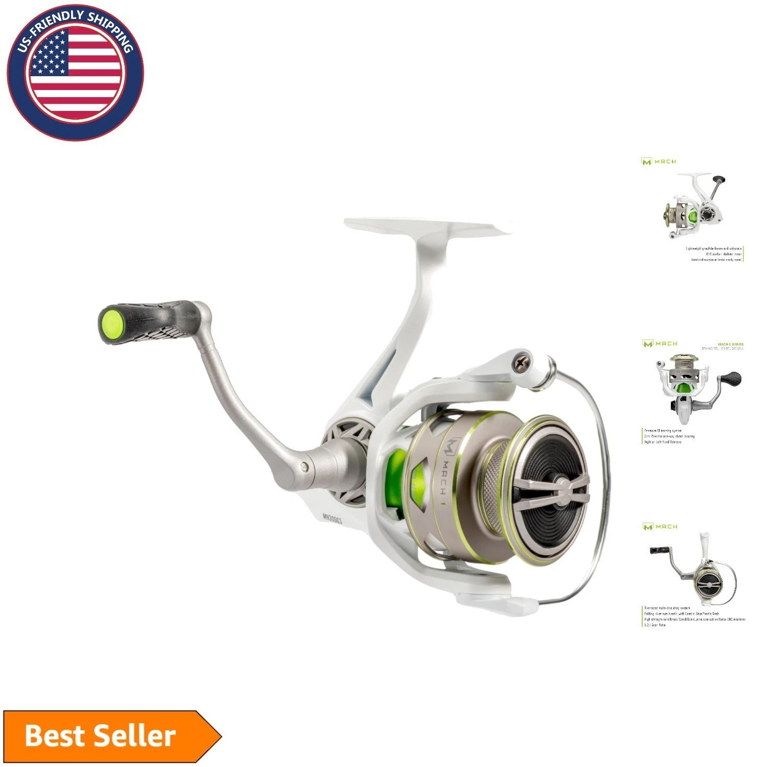 MACH 1 Spinning Fishing Reel 100 – 9+1 Bearings with Lightweight Graphite Design