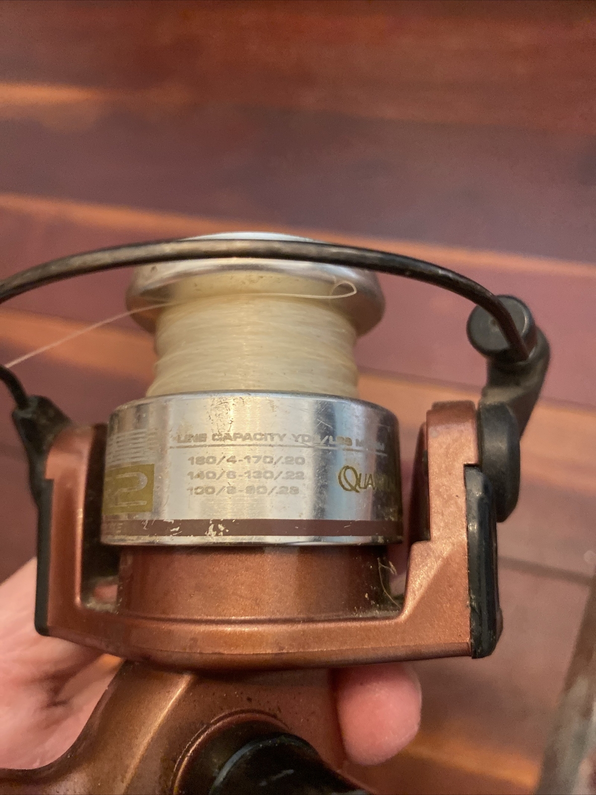Vintage ZEBCO QUANTUM XR2 Spinning Fishing Reel Long Stroke 1994 Burgundy
