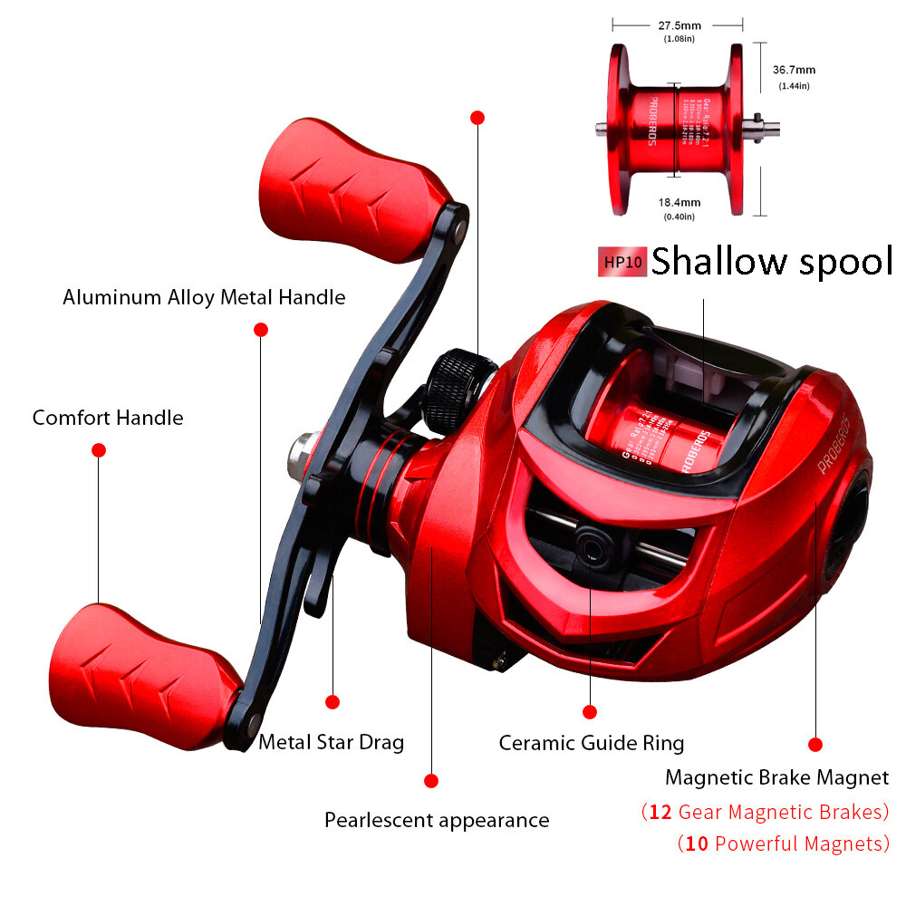 9+1BB 7.2:1 10KG Metal Baitcasting Reel Magnetic Brake CNC Spool Left Right New