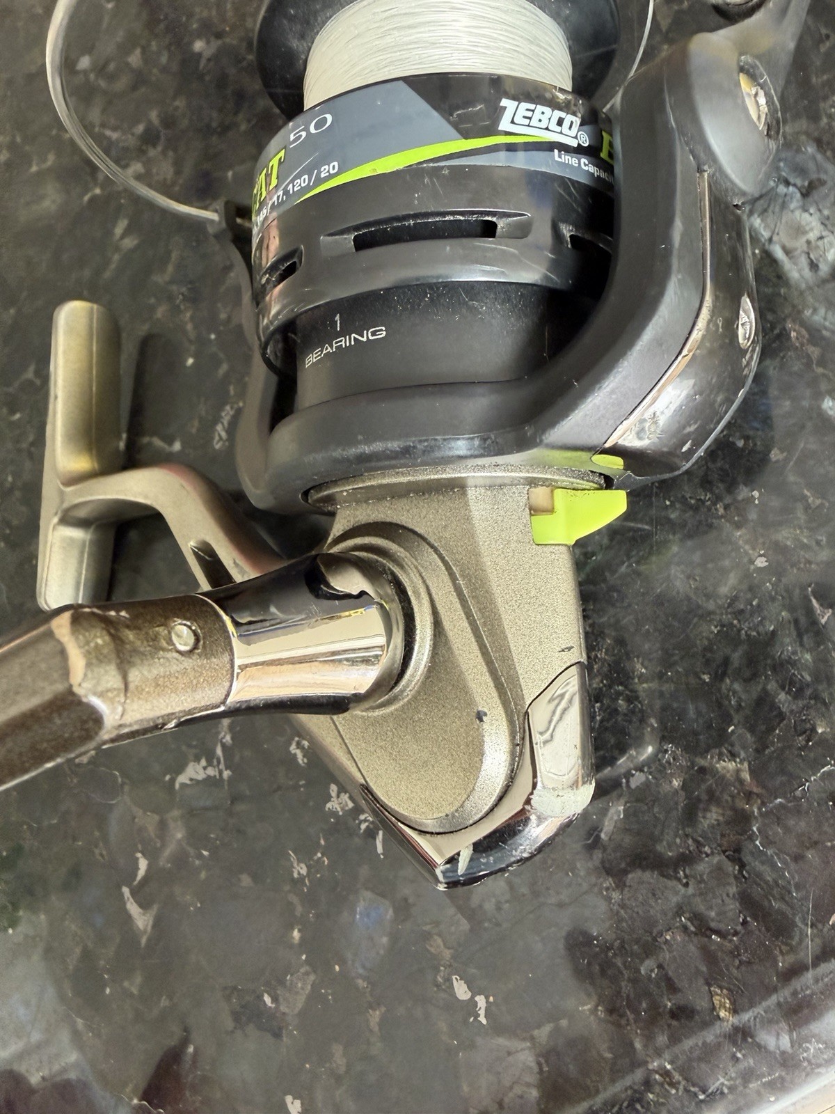 Zebco Big Cat 50 Spinning Reel 4.3:1 Gear Ratio Black Silver 15-20lb Line