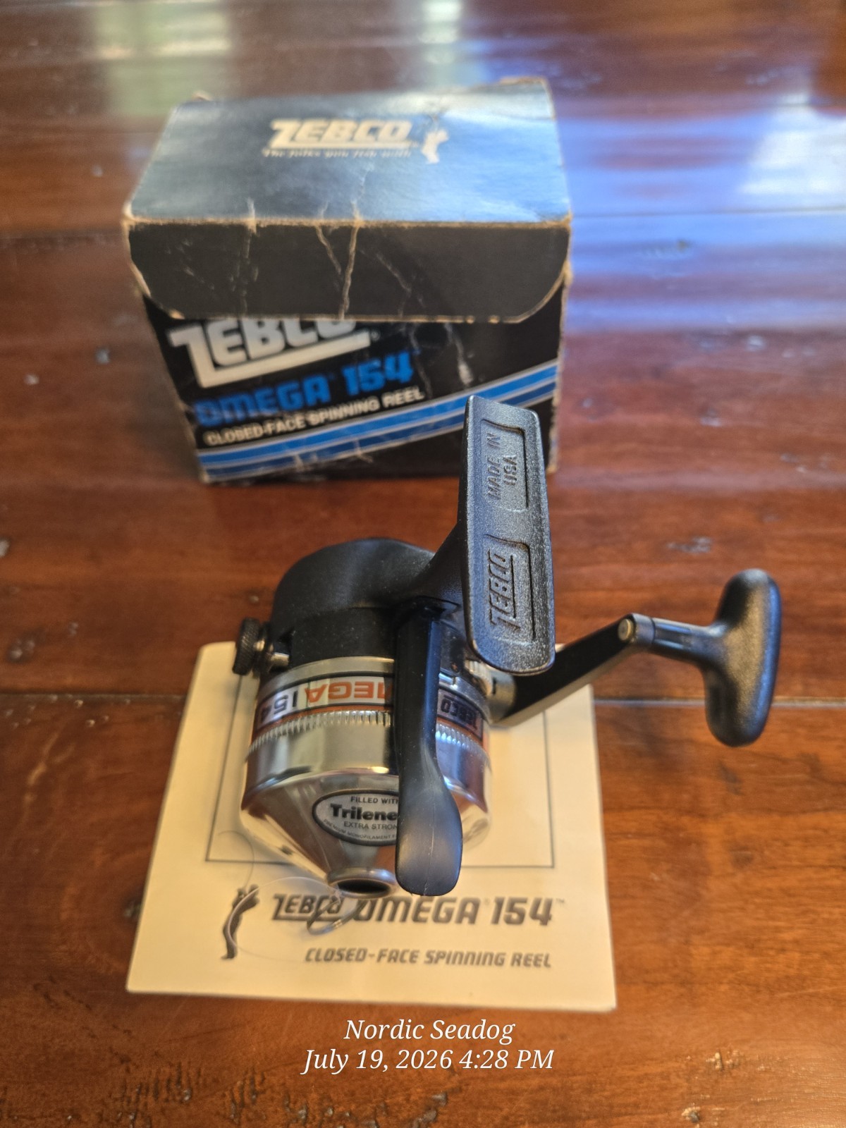 Vintage ZEBCO OMEGA 154 in Box with Papers. Made In USA